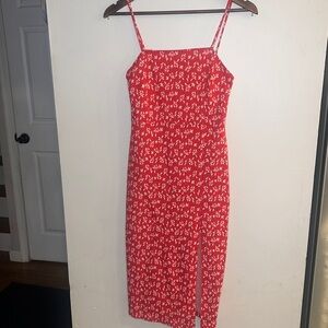 ZARA Women’s Red Floral Pattern Sleeveless Midi Length Dress Size S
